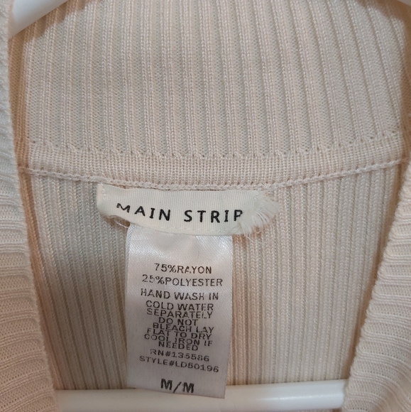 Main Strip Beige Rayon Bodycon Sleeveless Dress Size Medium (M) - Picture 3 of 5